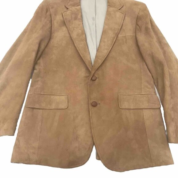 Vtg 70s USA Corbin Mens Tan Lambskin Suede Blazer Coat Jacket Mod Retro M L HTF - Picture 1 of 16